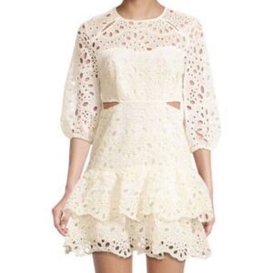 Avantlook | Schiffli Tiered Mini Dress | Size XS